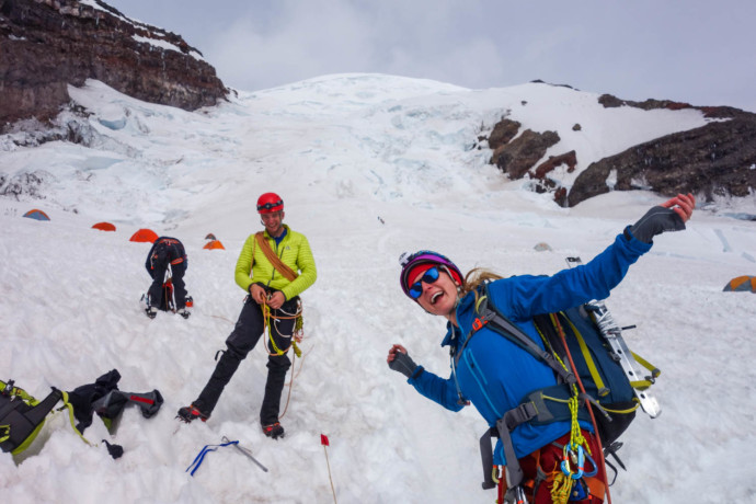 Stoked to be back at Ingraham Flats after a successful summit!