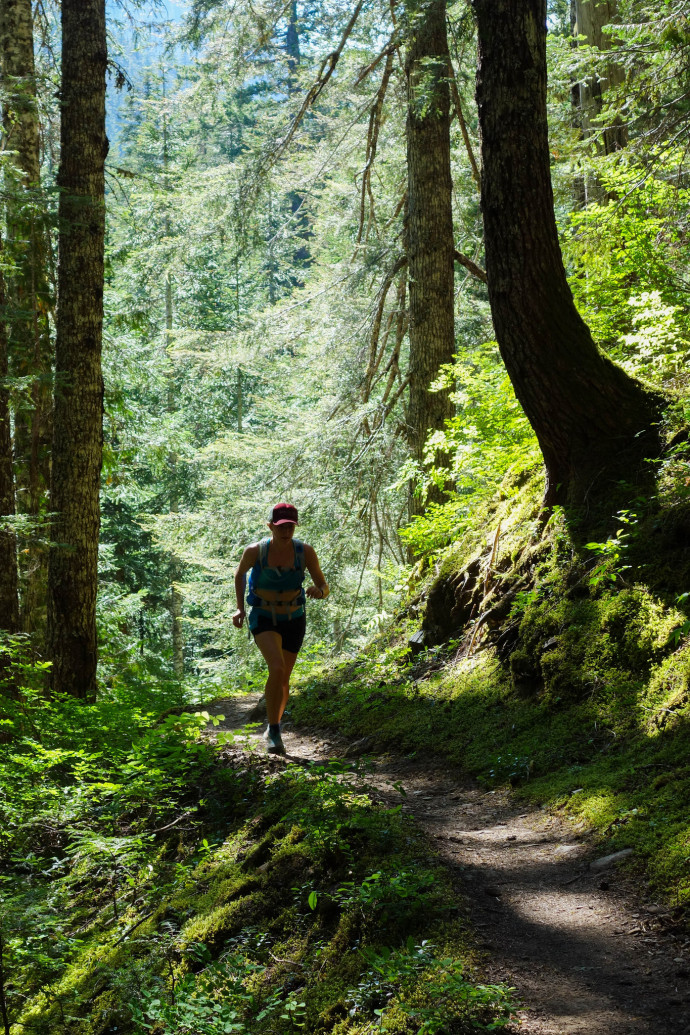 Kaytlyn running in Olympic National Park