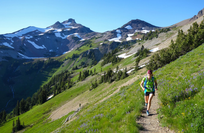 Katy running along the PCT.