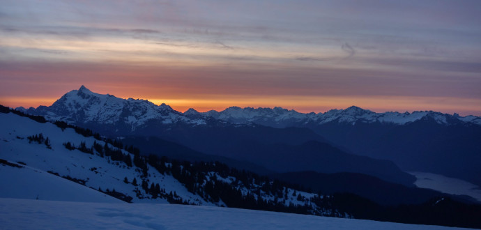 Mt Shuksan and the North Cascades during Sunrise