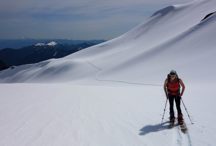 Fresh skin track on the Squak Glacier