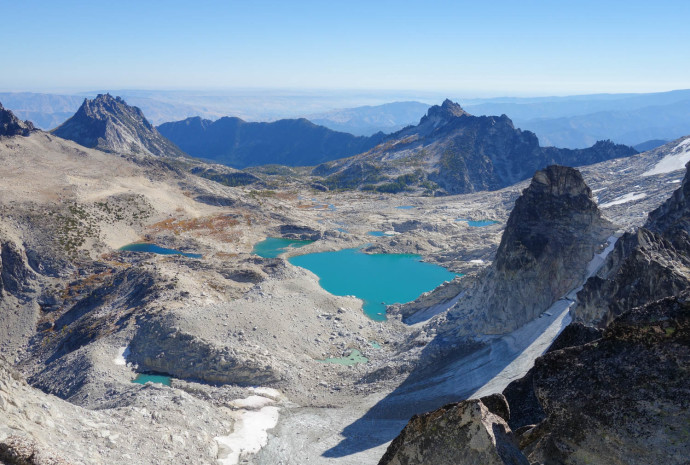 View of the Enchantment Lakes from the Summit of Dragontail