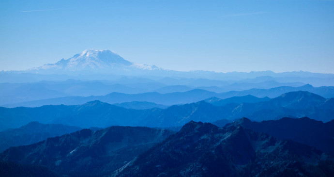 Rainier over the Central Cascades - view from the summit of Little Annapurna