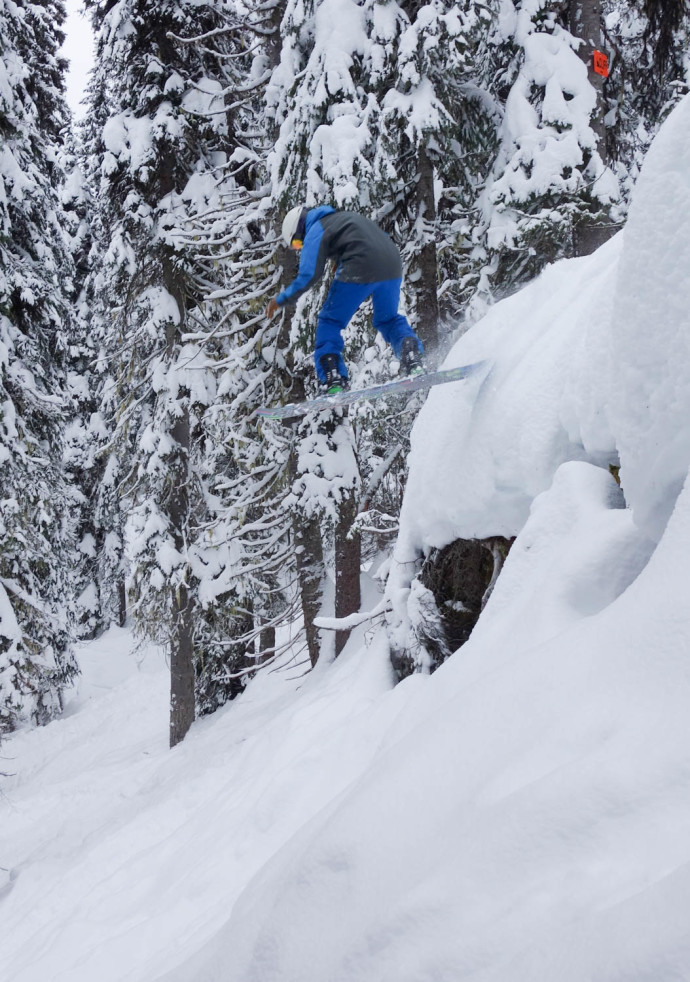 Ely finding a fun drop at Revelstoke