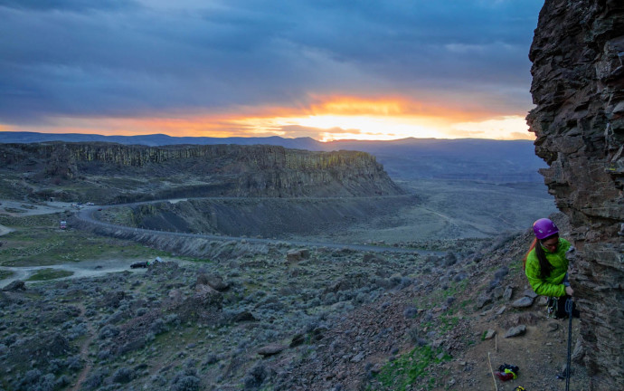 Sunset from the top of one of Feather's routes.