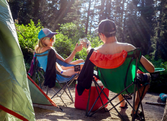 Good livin' at the campsite. The sun did a number on my neck. 