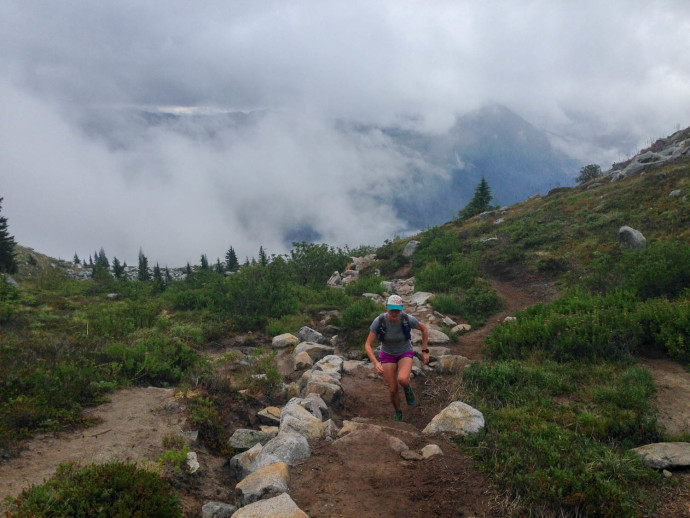 Katy moving up to the summit of Granite.