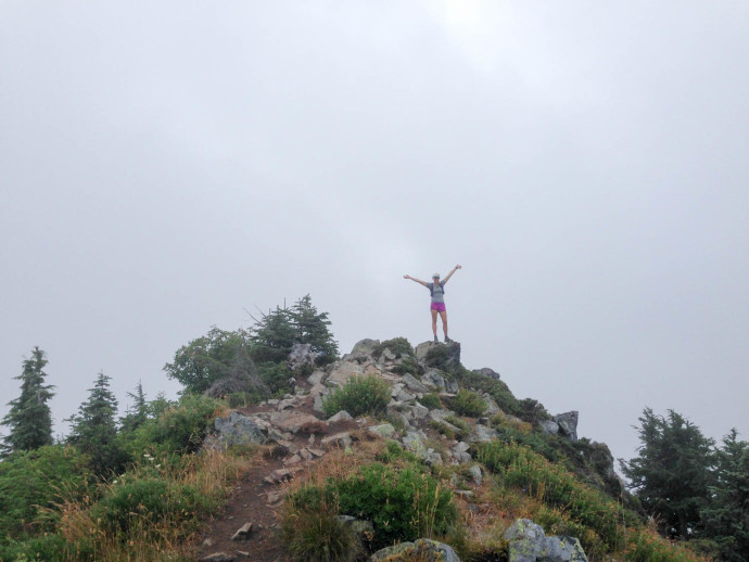 Katy super excited about the view from Mt. Defiance.