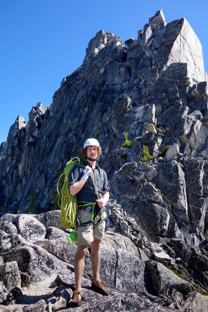 Christian standing before our "plan B" route. 