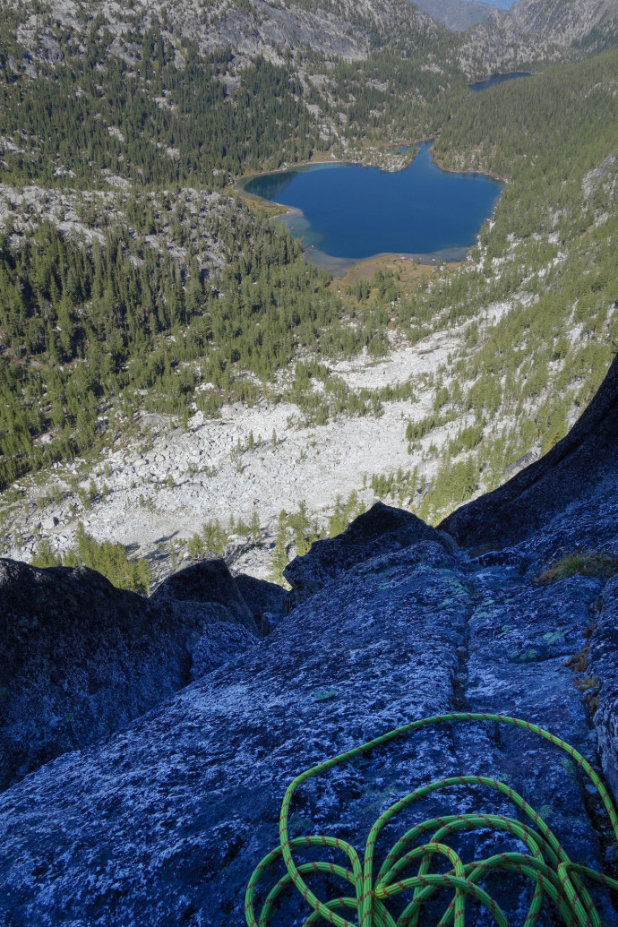 The view from the first belay, at the top of Pitch 1. 