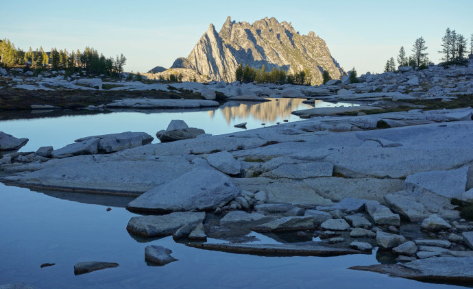 Prussik Peak reflected in the Brisingamen Lakelets