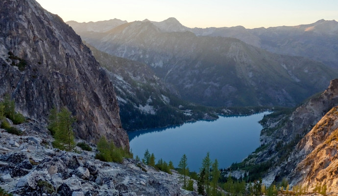 Colchuck Lake, viewed from Asgard Pass. Light fading. 