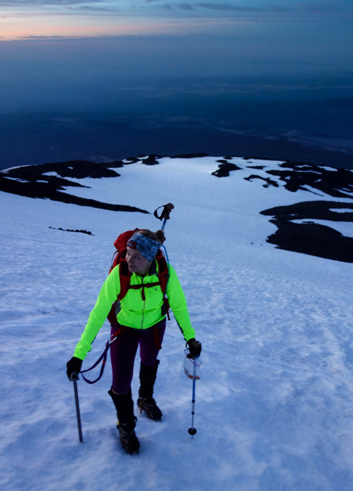 Erin taking in the views. She takes after Ely in the fluorescent-colored jackets and shirts. 