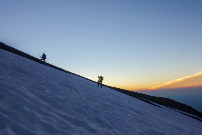 Katy and Erin, approaching the summit